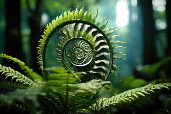 Fern leaf photo with spiral