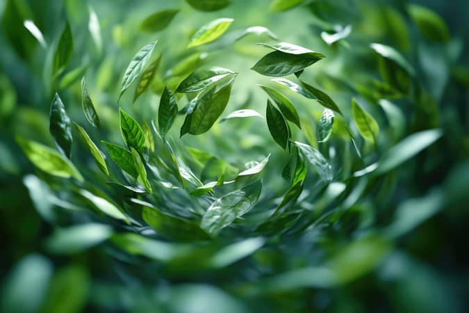 A natural spiral pattern of green leaves found in the middle of a lush green field